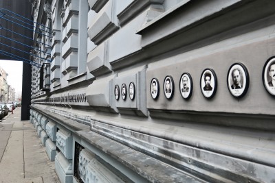 Victims adorn the walls of the Terror House at 60 Andrássy út.